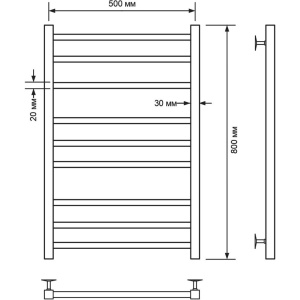 Полотенцесушитель водяной Comfysan Pioli-K W-8 80х50 черный матовый