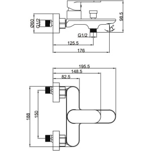 Смеситель для ванны с душем Fashun A3285 хром