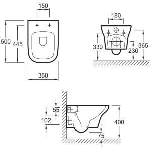Комплект унитаз с инсталляцией Jacob Delafon Vox E21747RU-BL безободковый
