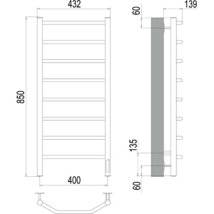 Купить Полотенцесушитель электрический Terminus Виктория П8 400x850 в Москве с доставкой Полотенцесушитель электрический Terminus Виктория П8 400x850