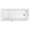 Акриловая ванна WHITECROSS Wave Slim SOFT 180x80 см, с гидромассажем, с каркасом, со сливом-переливом, фурнитура золото