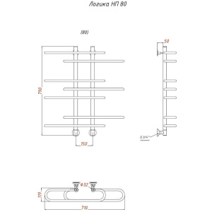 Полотенцесушитель водяной Тругор ЛЦ Логика НП 80x60
