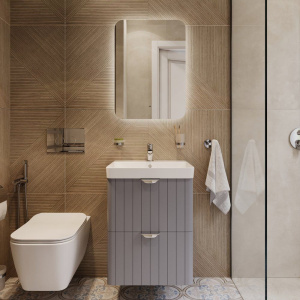 Тумба с раковиной STWORKI Ларвик 50, серая матовая