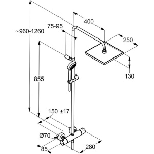 Душевая стойка Kludi Logo Dual Shower System 6809805-00 с термостатом