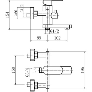 Смеситель для ванны с душем Fashun A53020-21 бронза