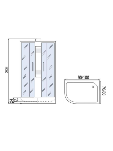 Душевая кабина с поддоном Асимметрия МОНОМАХ Б/К 100/70/24 МЗ R (10000005808)