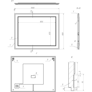 Зеркало La Fenice Cubo 100х80, синее матовое