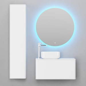 Тумба с раковиной STWORKI Ноттвиль 80, белая, с отверстием под смеситель , подвесная , с накладной раковиной чашей