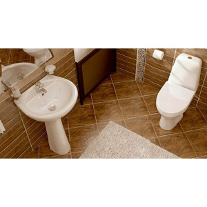 Комплект Раковина Santeri Воротынский на одно отверстие + Пьедестал + Смеситель Rossinka Y + Сифон Wirquin Минор с отводом для стиральной машины