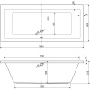 Акриловая ванна Cezares Plane 190x80 см, с каркасом