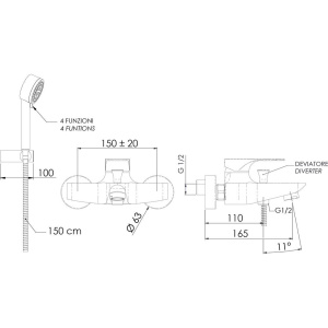 Смеситель для ванны с душем Remer Class Line L02