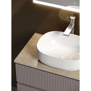 Купить Тумба с раковиной Sancos Snob T 80 см, doha soft, столешница бежевая, раковина CN6018 в Москве с доставкой Тумба с раковиной Sancos Snob T 80 см, doha soft, столешница бежевая, раковина CN6018