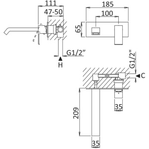 Смеситель для раковины Cezares Porta BLI BIO С ВНУТРЕННЕЙ ЧАСТЬЮ