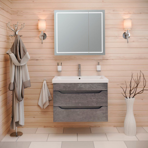 Тумба с раковиной Emmy Стоун 60 подвесная, серый бетон