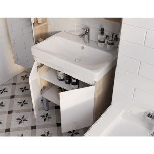 Мебель для ванной AQUATON Сканди 70 белая глянцевая, дуб верона