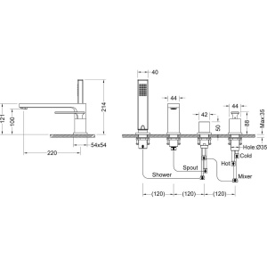 Смеситель на борт ванны Timo Torne 4330/17Y золото