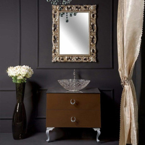 Тумба с раковиной Armadi Art NeoArt 80 шоколад с ручками Drop хром, с ножками