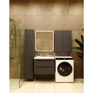 Купить Тумба с раковиной Style Line Бергамо Мини 70 Люкс Plus подвесная, антискрейтч черная в Москве с доставкой Тумба с раковиной Style Line Бергамо Мини 70 Люкс Plus подвесная, антискрейтч черная