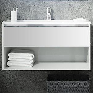 Купить Мебель для ванной Sanvit Контур 90 белая глянцевая в Москве с доставкой Мебель для ванной Sanvit Контур 90 белая глянцевая