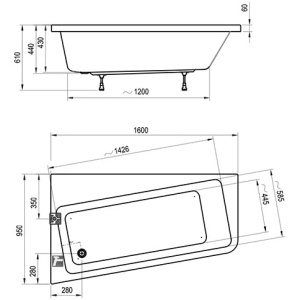 Акриловая ванна Ravak 10° 160х95 C831000000 L  белая