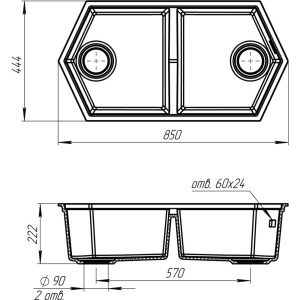 Мойка кухонная KitKraken Gulf Gulf Grey серая
