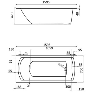 Акриловая ванна Santek Монако 160x70 1.WH11.1.977 белая