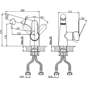 Смеситель для раковины Rush Tenerife TE2835-12