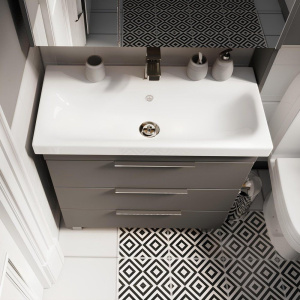 Тумба с раковиной 1MarKa Gaula 80Н черная, 3 ящика