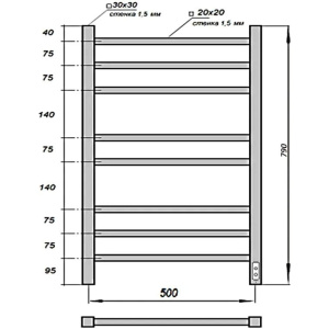 Полотенцесушитель электрический Grois Alex 102 50х80 черный