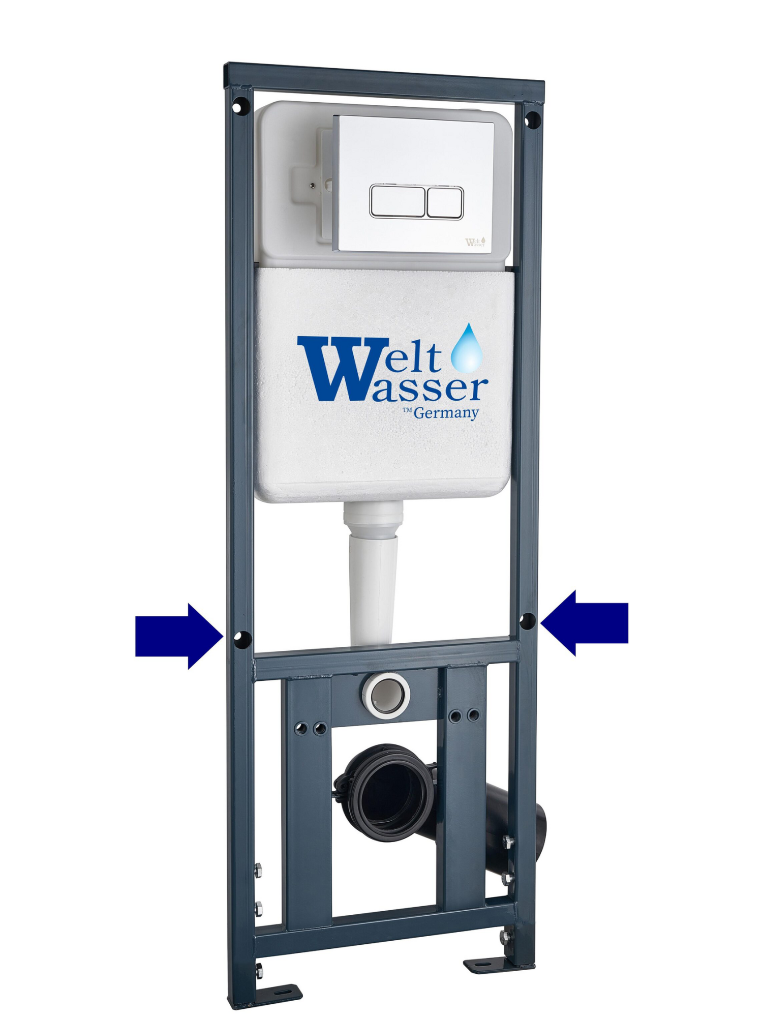 Кнопка черная матовая нажимная для инсталляции Квадратная WeltWasser MARBERG 410 SE MT-BL (10000010235)