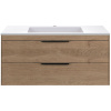 Тумба с раковиной Vincea Chiara 2D 100, 2 ящика, натуральный дуб, с белой раковиной
