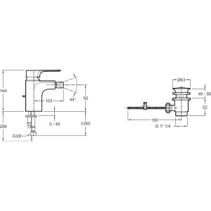 Купить Смеситель для биде Jacob Delafon Aleo+ E72316-CP в Москве с доставкой Смеситель для биде Jacob Delafon Aleo+ E72316-CP