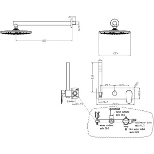 Душевой комплект Boheme Spectre 454-BR С ВНУТРЕННЕЙ ЧАСТЬЮ, бронза