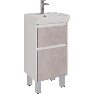 Тумба с раковиной Lemark Combi 45, бетон, белая глянцевая