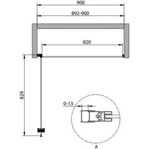 Душевая дверь в нишу Cezares Eco O-B-1-90-C-NERO стекло прозрачное
