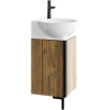 Тумба с раковиной Aqwella Porto 45 угловая, дуб балтийский, фурнитура черная