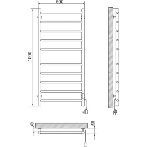 Полотенцесушитель электрический Ника Way 2 100/50, матовый черный RAL9005