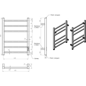 Полотенцесушитель электрический Двин L plaza neo 60х40, графит