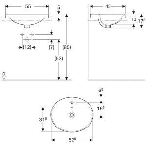 Раковина встраиваемая Geberit VariForm 55 500.720.01.2 белая