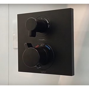 Купить Термостатический смеситель Hansgrohe Ecostat Square 15714670 для душа, матовый черный в Москве с доставкой Термостатический смеситель Hansgrohe Ecostat Square 15714670 для душа, матовый черный