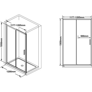 Душевая дверь в нишу Ravak Blix Slim BLSDP2-120 профиль черный