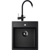 Комплект Мойка кухонная Ulgran U-406 -308 черная + Смеситель Domaci Солерно DC-3007 морион