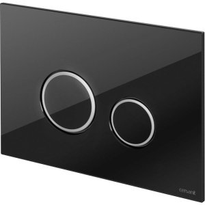 Кнопка смыва Cersanit Twins 64117 стекло, черная