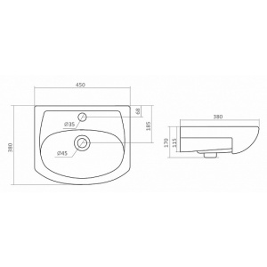 Тумба с раковиной Aquaton Мира 45 1A1044K1MR010 белый глянец