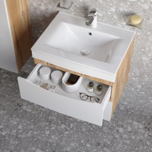 Мебель для ванной IDDIS Cloud 60 подвесная, белая, золотистый дуб