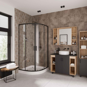 Душевой уголок Niagara Nova NG-6886-08 BLACK 80x80, профиль черный, стекло прозрачное