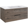 Мебель для ванной Vincea Chiara 2D 100, 2 ящика, темный дуб, с белой раковиной
