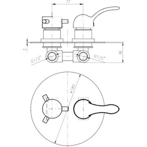 Смеситель для ванны с душем Rav Slezak Labe L086K С ВНУТРЕННЕЙ ЧАСТЬЮ