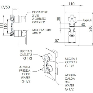 Смеситель для ванны с душем Remer Energy EY92KBBO белый матовый