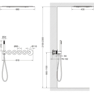 Душевой комплект Timo Saona SX-2319/18SM С ВНУТРЕННЕЙ ЧАСТЬЮ, с термостатом, черное золото